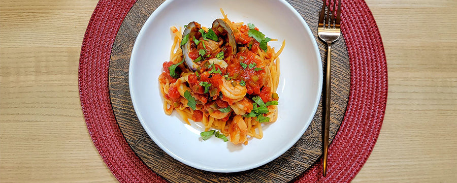 Seafood marinara spalmghetti