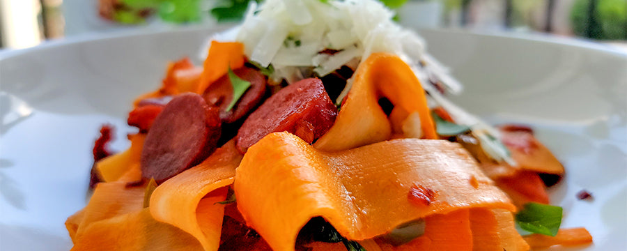 Gluten-Free Heart of Palm Pappardelle with Chorizo Pasta